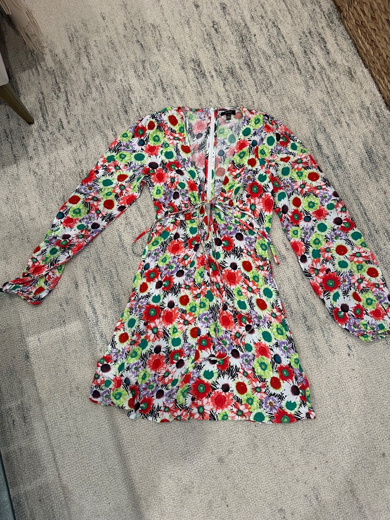 Afrm Long Sleeve Multi Print Short Dress In Size S — image 2 of 8